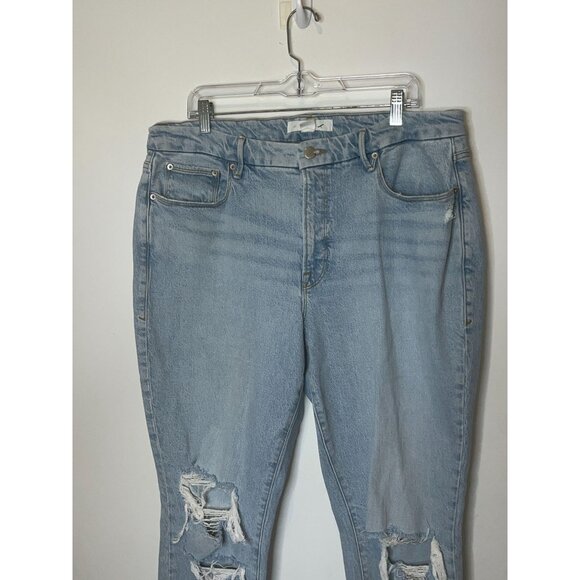 Good American Zara Light Blue Distressed Jeans Size 15 Womens - Picture 2 of 9